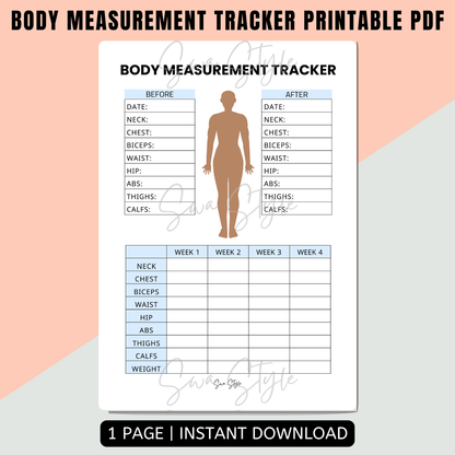 Body Measurement Tracker Printable PDF (A4 Size)