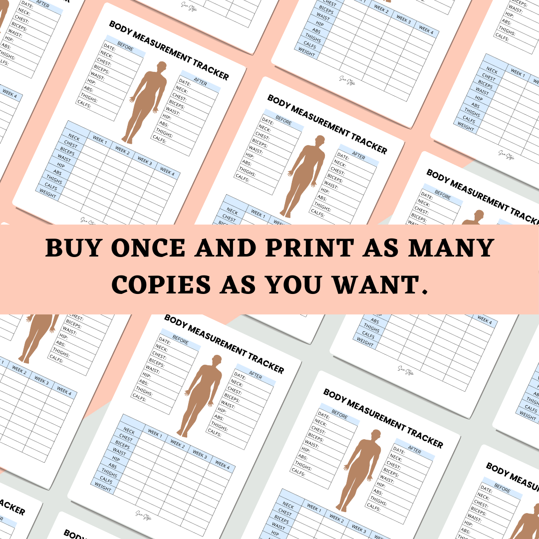 Body Measurement Tracker Printable PDF (A4 Size)