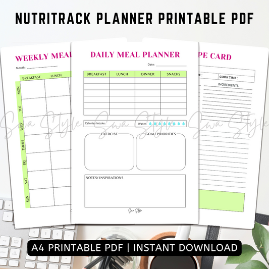 NutriTrack Planner Printable PDF (A4 Size)