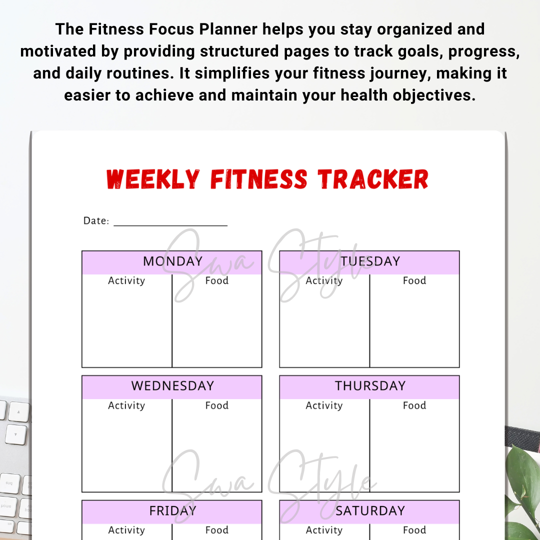 Fitness Focus Planner Printable PDF (A4 Size)