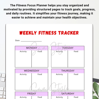 Fitness Focus Planner Printable PDF (A4 Size)