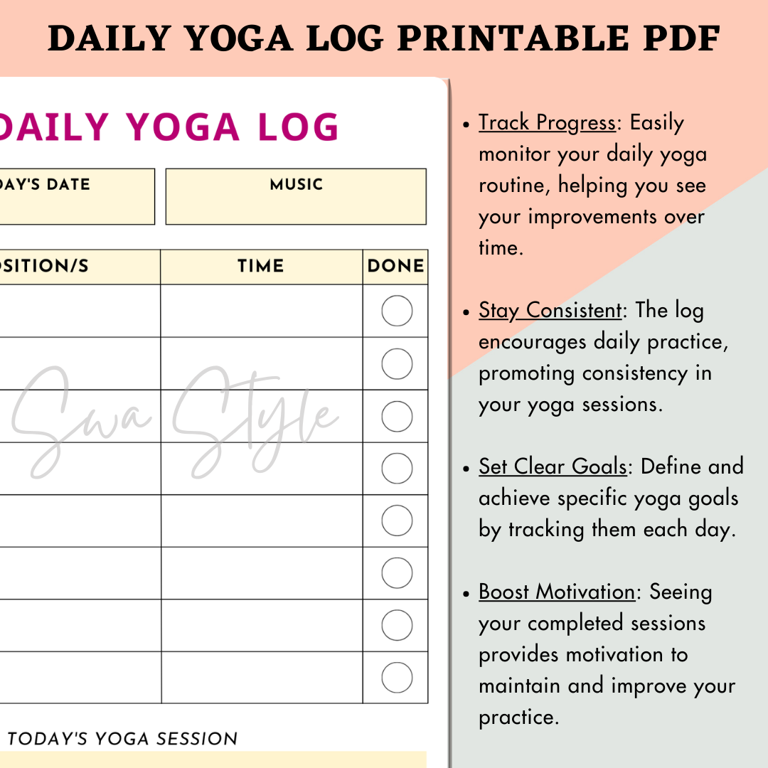 Daily Yoga Log Printable PDF (A4 Size)